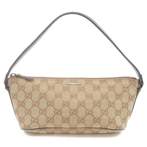 gucci 141809 002058|GUCCI GG Canvas Accessory Pouch Purse Sherry Line Hand .